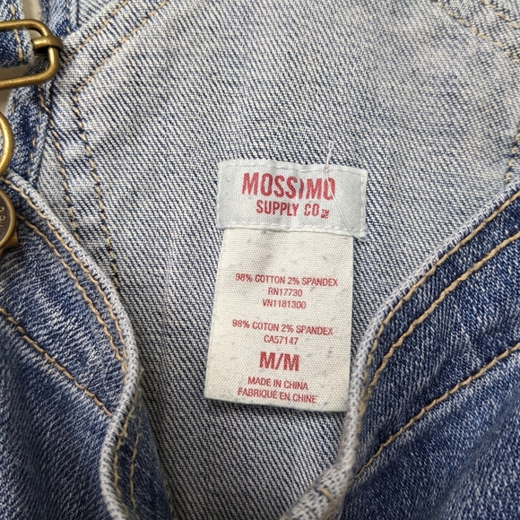 Jean Overalls Shorts Distressed Denim Shortalls Medium Wash Blue Medium Mossimo - Picture 5 of 9